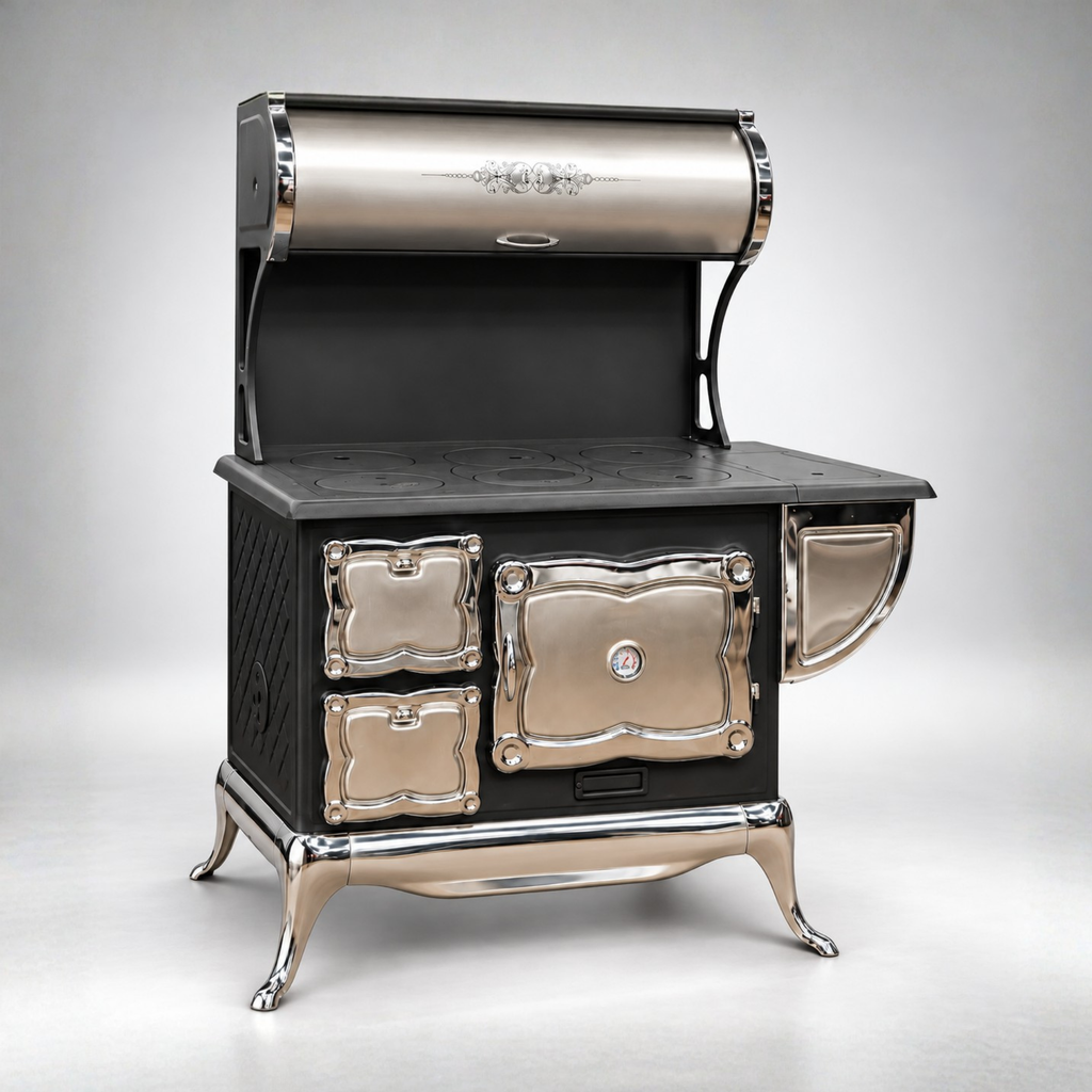 Silver Cast-Iron Wood-Burning Stove